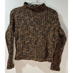 M Miller women’s brown tweed long sleeve cropped sweater size Medium  #35-0897